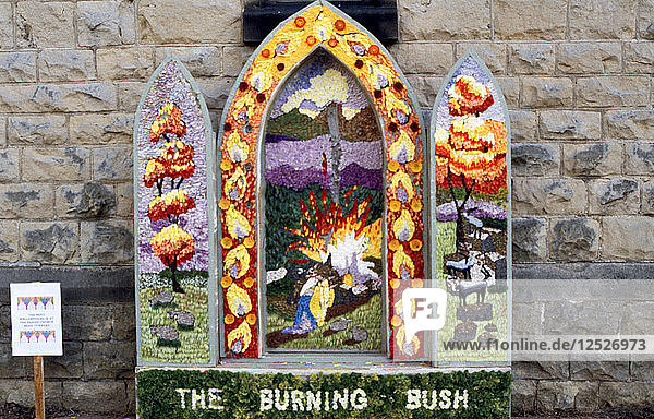 The Burning Bush well dressing Bolsover Derbyshire. Artist: Dorothy Burrows