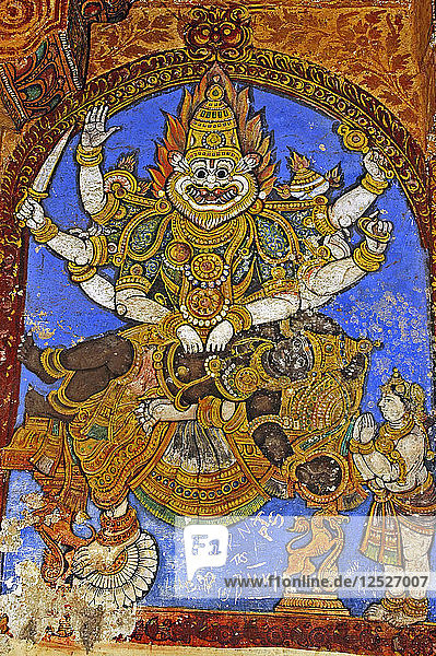 Wall painting of a demon Sri Ranganathaswamy Hindu Temple Srirangam Tamil Nadu India. Artist: Unknown