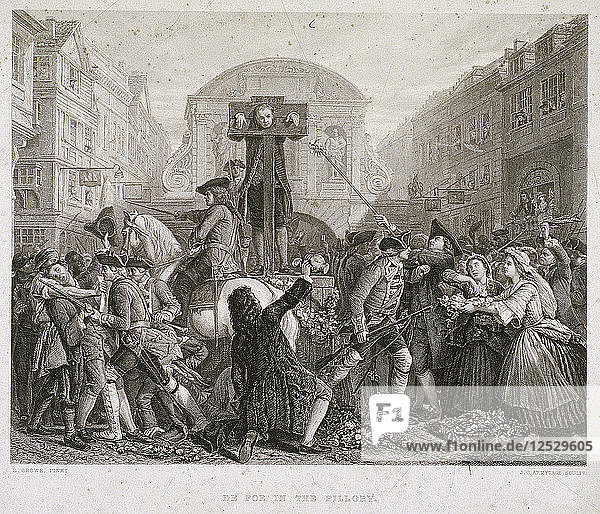 Daniel Defoe im Pranger  Temple Bar  London  um 1840? Künstler: JC Armytage