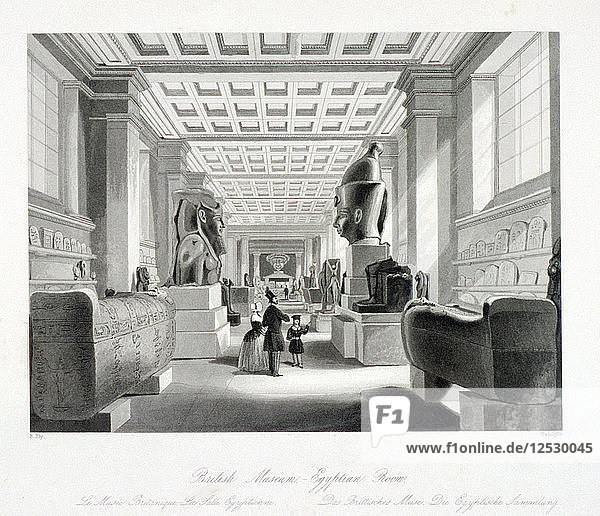 The Egyptian Room  British Museum  Holborn  London  c1840. Artist: William Radclyffe