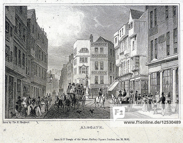 Aldgate  London  1830. Künstler: W Wallis