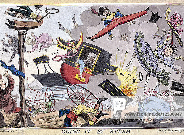 Mit der Dampfmaschine fahren  (1829?). Künstler: Robert Seymour