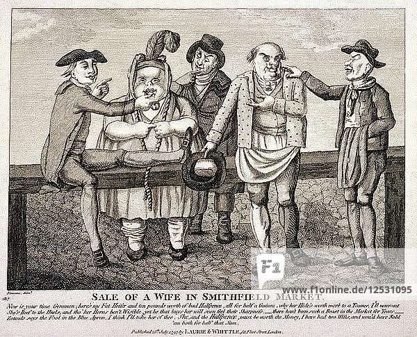 Die Ehefrau wird auf dem Smithfield Market in London verkauft. 1797. Künstler: Anon