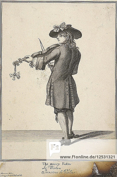 Der fröhliche Fidler  Cries of London  (um 1688?). Künstler: John Savage