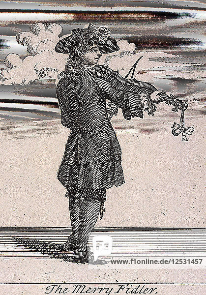 Der fröhliche Fiedler  Schreie aus London  (um 1688?). Künstler: Anon