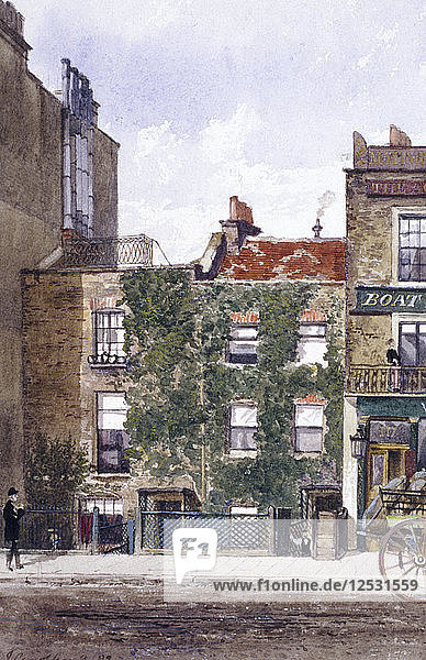 Blick auf das Wohnhaus von Joseph Mallord William Turner  Cheyne Walk  Chelsea  London  1882. Künstler: Unbekannt