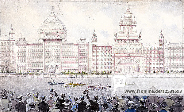 Bootsrennen auf der Themse anlässlich der August-Feiertage  London  1925. Künstler: Anon