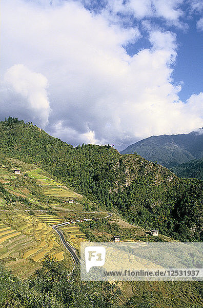 Straße von Puntsholing nach Paro  Bhutan.