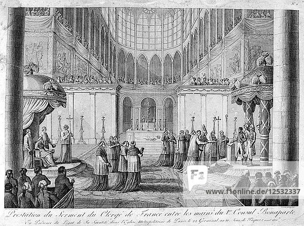 Gottesdienst zum Eid des französischen Klerus  19. Jahrhundert. Künstler: Unbekannt