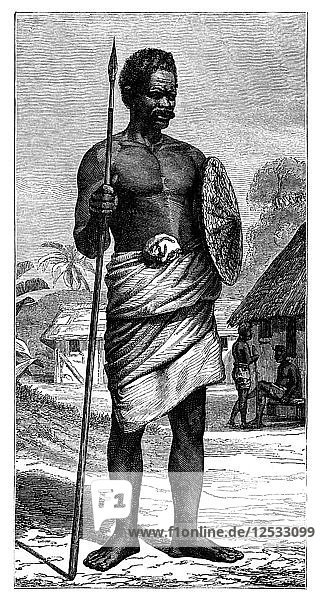 Malagasy Warrior  19th century.Artist: Gerome Staal