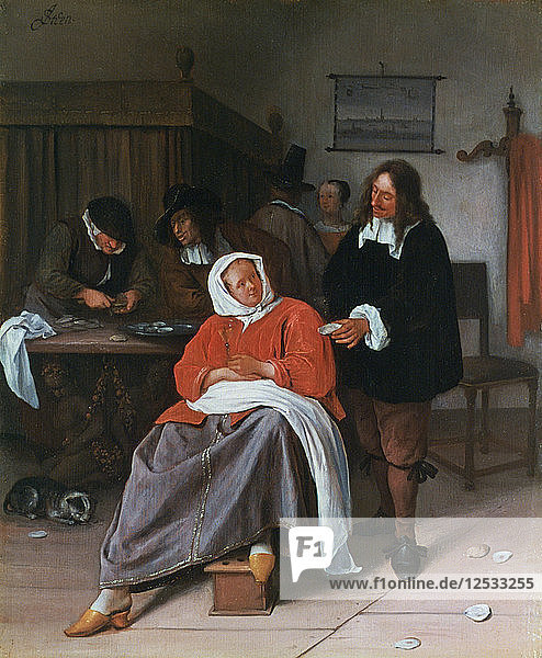 A Man Offering an Oyster to a Woman  c1660-1665. Artist: Jan Steen