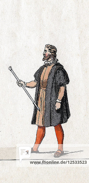 Court usher costume design for Shakespeares play  Henry VIII  19th century. Artist: Unknown