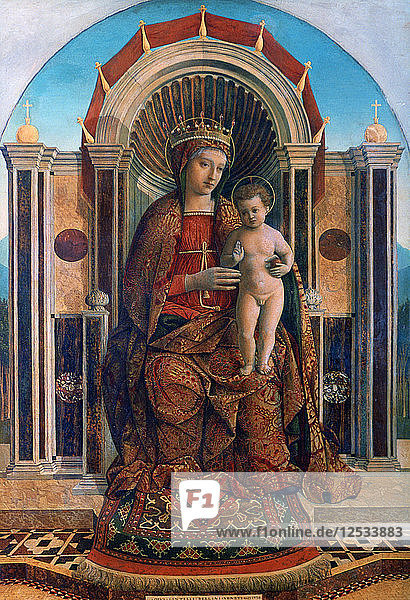 Die thronende Jungfrau mit Kind  um 1475-1485. Künstler: Giovanni Bellini