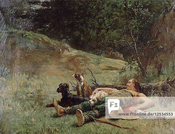 Der Rest eines Jägers mit Hunden  um 1842-1896. Künstler: Evariste Vital Luminais