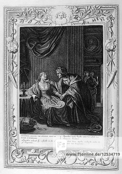 Leucothoe  verführt von Apollo in Gestalt von Eurynome  1733. Künstler: Bernard Picart