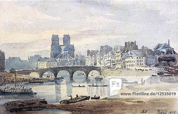 Notre-Dame de Paris from the Ile Saint-Louis  1819. Artist: Amelia Long