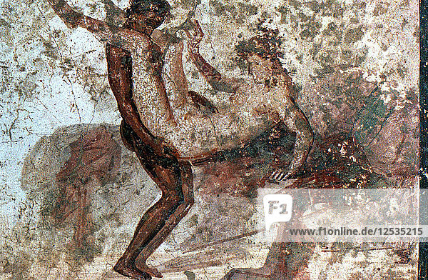 Erotische Wandmalerei  Pompeji  Italien. Künstler: Unbekannt