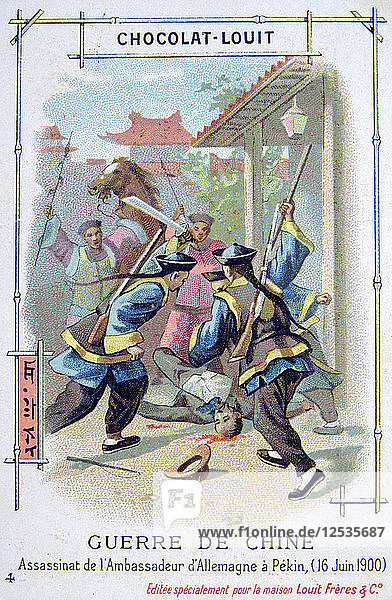Ermordung des deutschen Botschafters in Peking  Boxeraufstand  China  16. Juni 1900. Künstler: Unbekannt