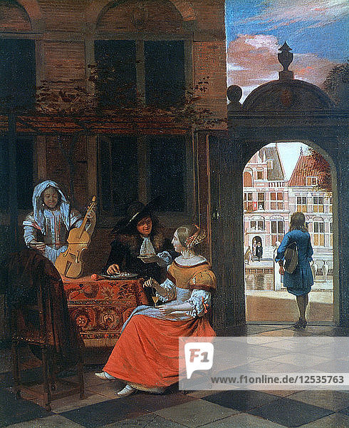 Musikalisches Fest in einem Innenhof  1677. Künstler: Hendrick de Keyser