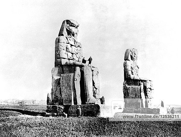 The Colossi of Memnon  Thebes  Nubia  Egypt  1887. Artist: Henri Bechard