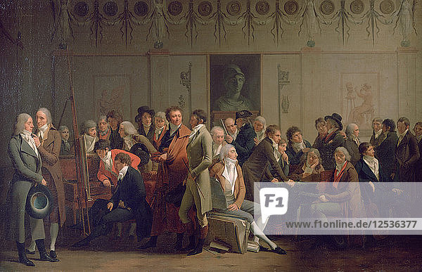 Zusammenkunft von Künstlern im Atelier von Isabey  1798. Künstler: Louis Leopold Boilly