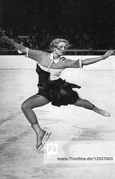 Vera Hrubá  tschechische Eiskunstläuferin  Olympische Winterspiele  Garmisch-Partenkirchen  Deutschland  1936. Künstler: Unbekannt