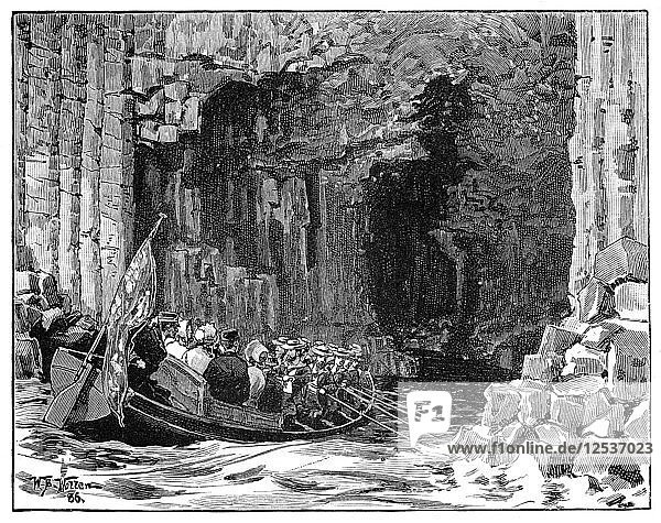 The Royal Visit to Fingals Cave  Staffa  Scotland  1847  (1900).Artist: William Barnes Wollen