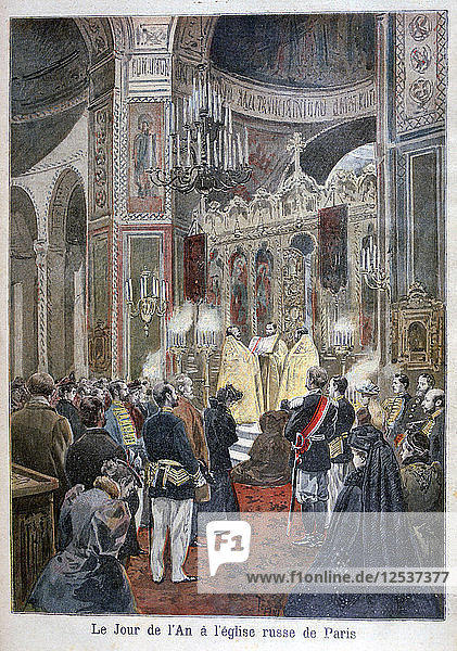 Neujahrstag in der russischen Kirche in Paris  1894. Künstler: Unbekannt
