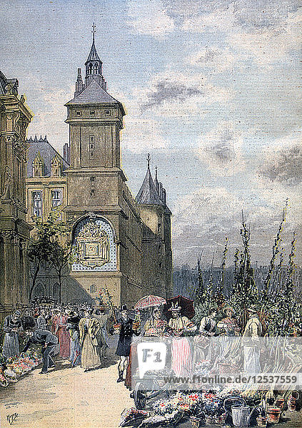 Blumenmarkt im Frühling  Paris  1893. Künstler: Henri Meyer