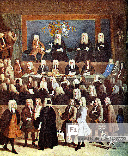 Der Kanzleigerichtshof während der Herrschaft von Georg I.  18. Jahrhundert (um 1905). Künstler: Unbekannt