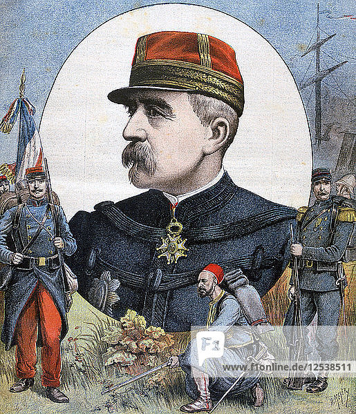 General Jacques Duchesne  Befehlshaber der französischen Expeditionsstreitkräfte in Madagaskar  1894. Künstler: Henri Meyer