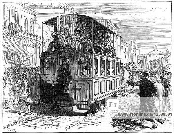 Horse-drawn tram  Constantinople  1877. Artist: Unknown