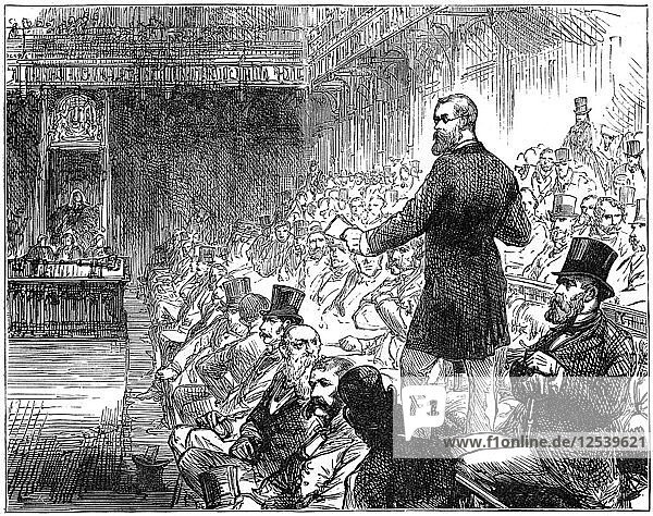 Mr Plimsoll addressing the House of Commons  London  mid-late 19th century  (1900). Artist: Unknown