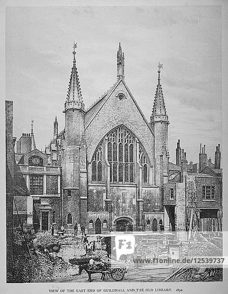 The east end of the Guildhall and the old Guildhall Library  City of London  1870. Artist: Anon
