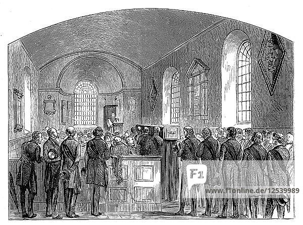 Das Begräbnis von Sir Robert Peel  Staffordshire  1850  (um 1888). Künstler: Unbekannt