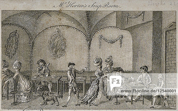 Innenansicht von Mr. Hortons Soup Room  Cornhill  City of London  1770. Künstler: Anon