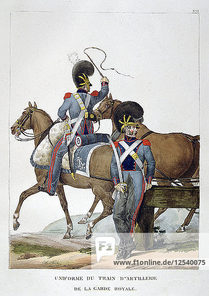 Uniform eines Regiments der berittenen Artillerie der königlichen Garde  Frankreich  1823. Künstler: Charles Etienne Pierre Motte