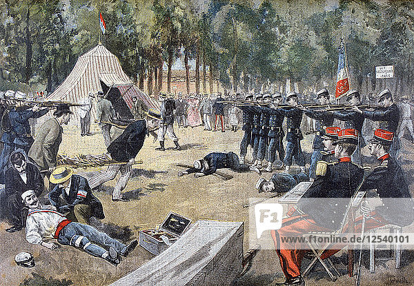 Französische Militärmanöver: Erste-Hilfe-Kräfte  1897. Künstler: Unbekannt