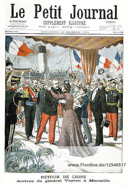 Ankunft von General Voyron in Marseille nach seiner Rückkehr aus China  1901. Künstler: Unbekannt