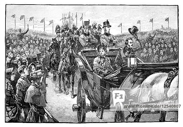 Die Ankunft der Königin im Peel Park bei Manchester  1851  (1888). Künstler: Unbekannt