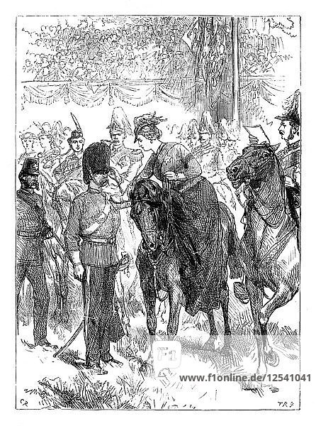 Die Königin bei der Verleihung der Victoria-Kreuze im Hyde Park  London  um 1850  (um 1888). Künstler: Unbekannt