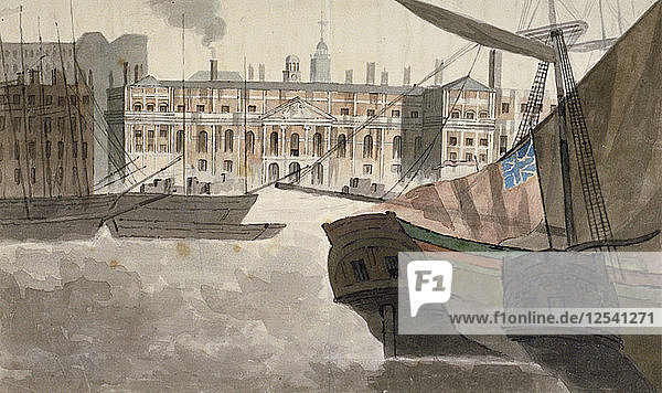 View of the Custom House from the River Thames  City of London  1810. Artist: Anon