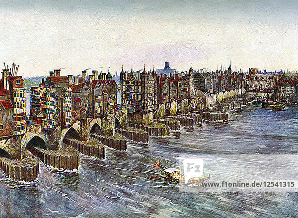 Alte Londoner Brücke  um 1630  (ca. 1900-1920). Künstler: Unbekannt