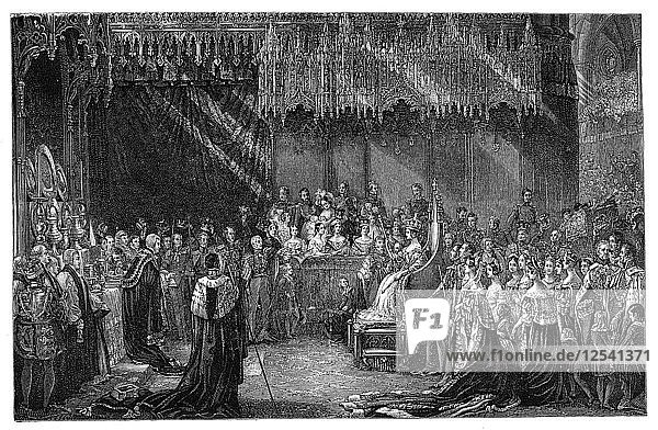 Krönung von Königin Victoria in der Westminster Abbey  London  28. Juni 1838  (1900). Künstler: Unbekannt