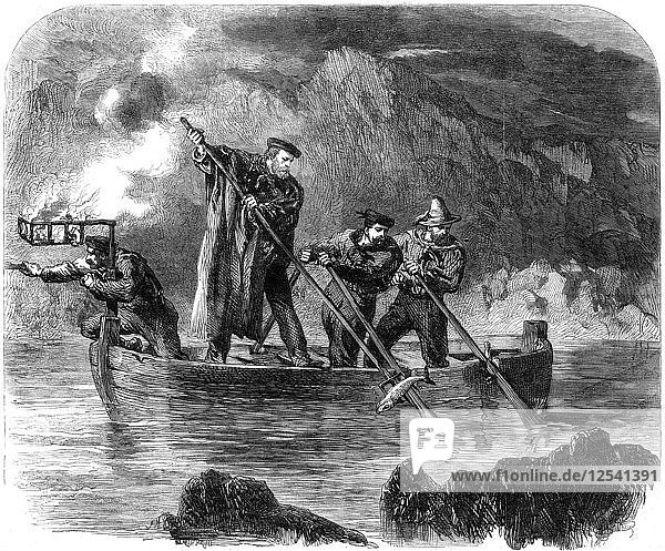 General Garibaldi beim nächtlichen Fischfang vor Caprera  Sardinien  Italien  1861.Künstler: Frank Vizetelly