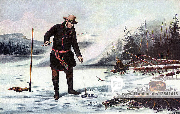 Forellenfischen am Chateaugay-See  Amerikanischer Wintersport  1856  Künstler: Arthur Fitzwilliam Tait