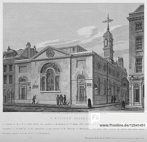 North-east view of the Church of St Botolph Aldersgate  City of London  1814. Artist: Joseph Skelton