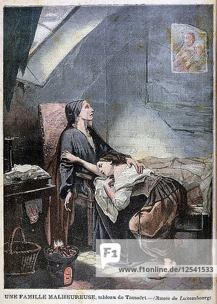 Die verarmte Familie oder Der Selbstmord  1849  (1897). Künstler: Unbekannt