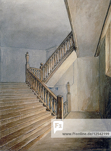 View of a staircase in Winchester House  Winchester Place  London  c1830. Artist: Anon