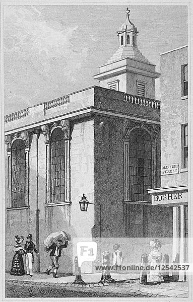 Kirche St. Mary Magdalen  Old Fish Street  City of London  1831. Künstler: William Wilkinson